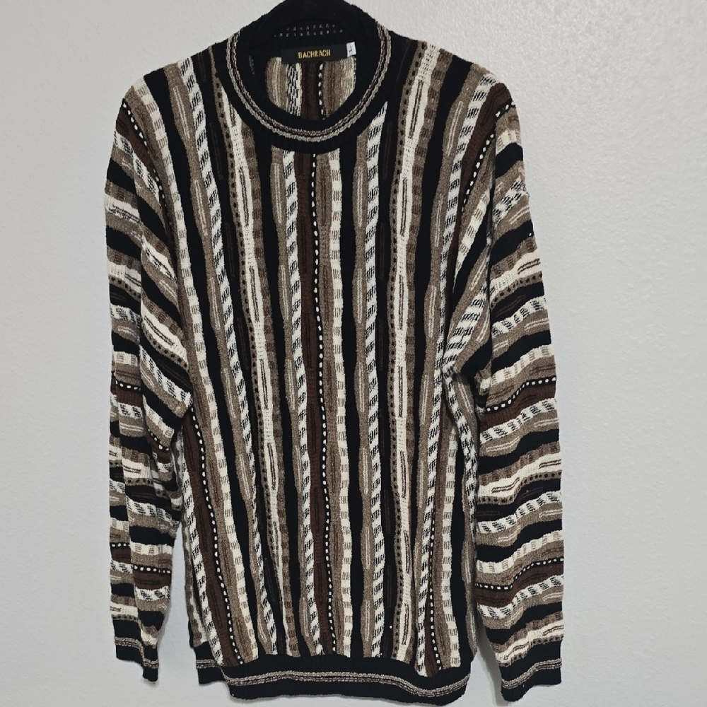 Bachrach Men's Crewneck Sweater - Black, Brown, and Cream
